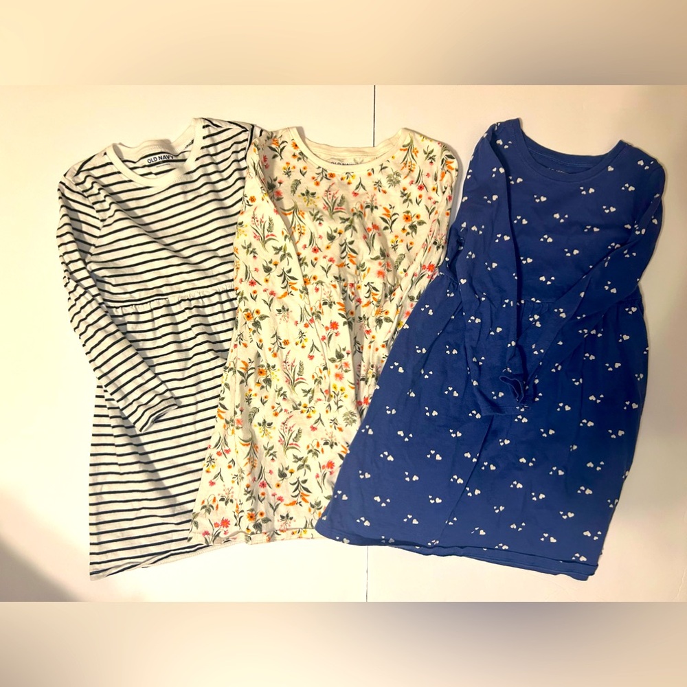 Old Navy Striped, Floral, and Blue Dresses Set Size 5T